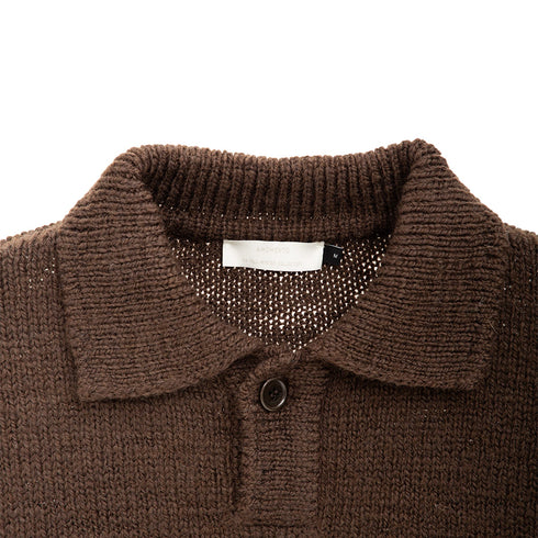 Amomento One Button Collar Knit Brown AMFWM04KN Degli Uberti